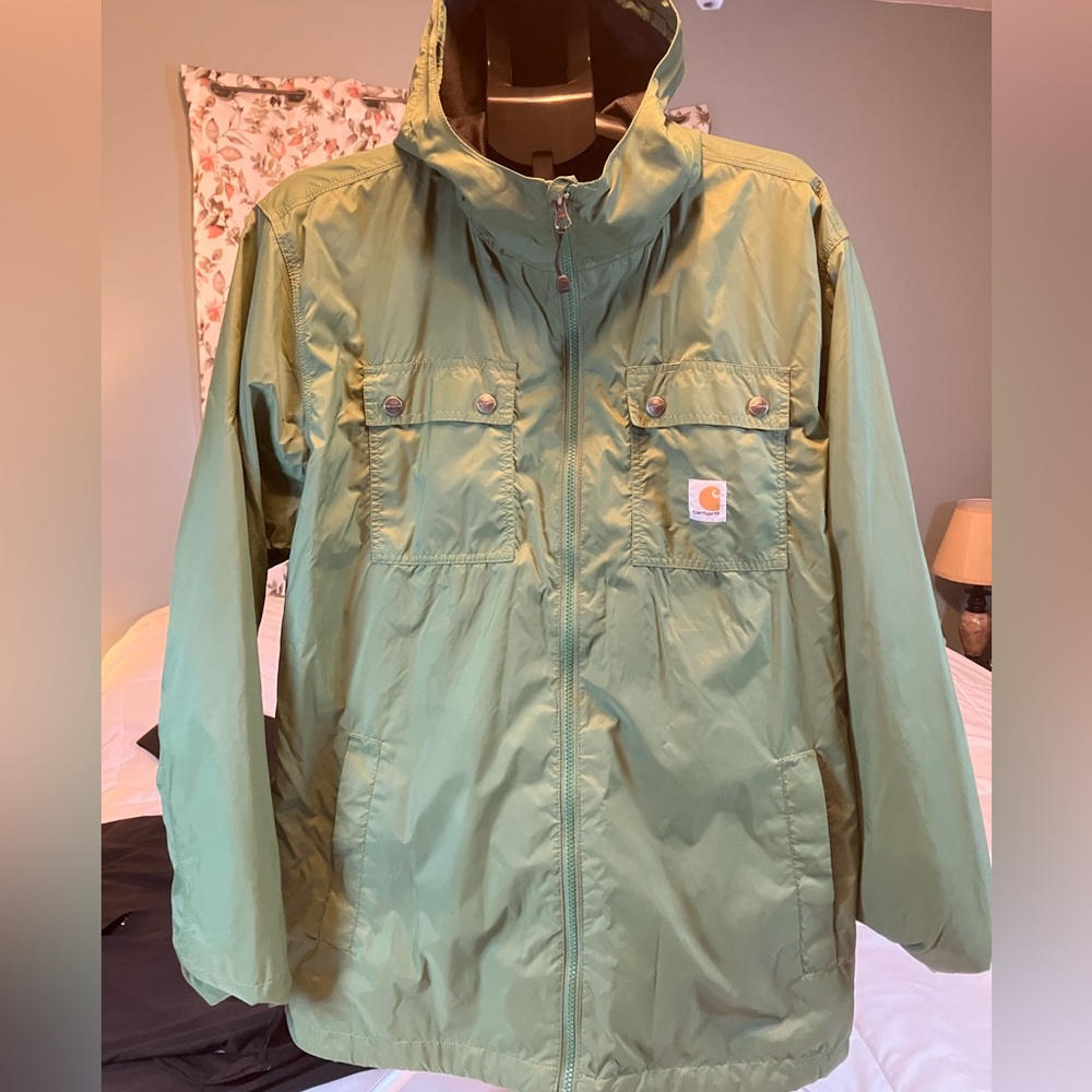 Carhartt Light Olive Green Hooded Zip-Front Jacket
